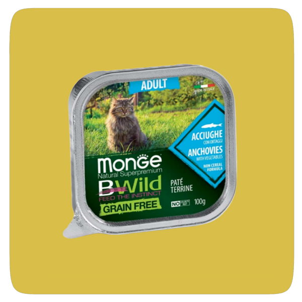 Monge BWild - Umido gatto - Paté terrine Acciughe con Ortaggi – Adult