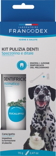 FRANCODEX KIT SPAZZOLINO E DENTIFRICIO PER CANI E GATTI
