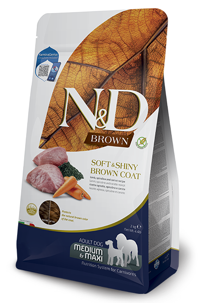 Farmina N&D Brown Adult Medium/Maxi Agnello, Spirulina e Carote