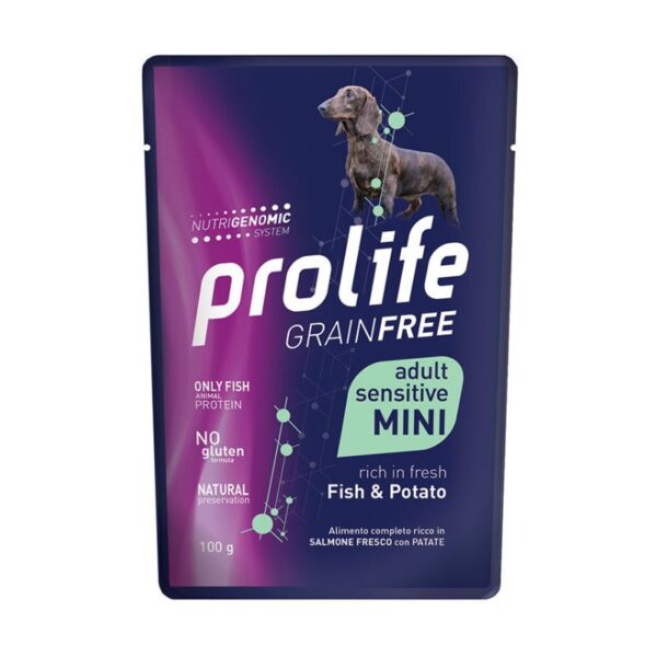 Prolife Grain free adult sensitive mini Pesce & Patate - umido cane