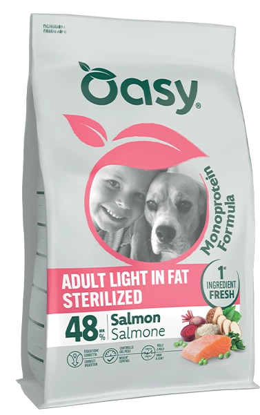 Oasy Monoprotein per Cani Adult Light Sterilized Salmone Crocchette Cane