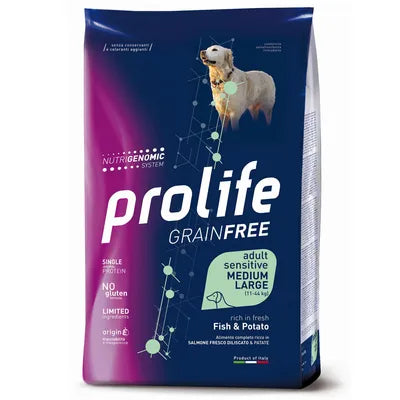 Prolife Cane Grain Free adult sensitive medium large salmone fresco diliscato e patate
