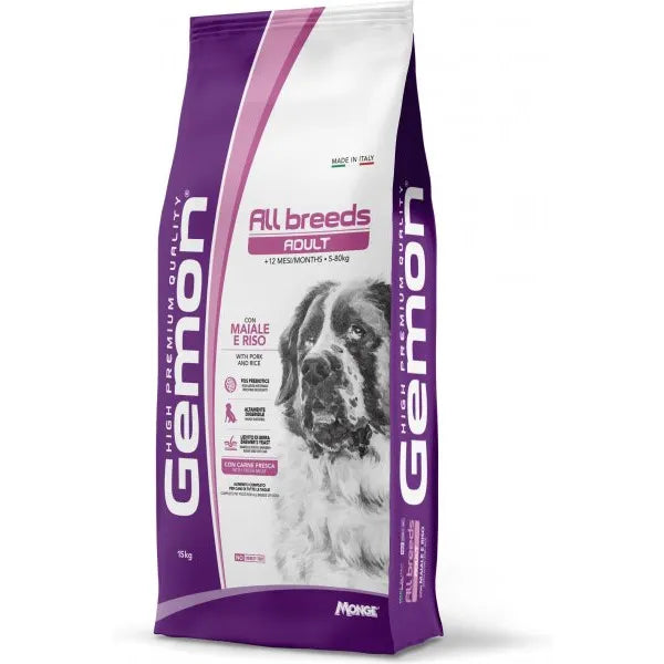 Gemon Dog All Breeds Adult Maiale e Riso Cibo Cane