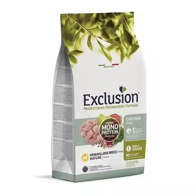 EXCLUSION MEDITERRANEO Monoproteic -Medium&Large| Mature - Pollo> 10kg| +7 anni
