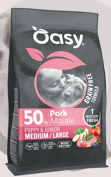 Oasy Dog GRAIN FREE - Puppy Medium Large Maiale