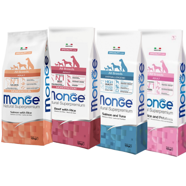 COMBO 2X MONGE MONOPROTEICI ADULT ALL BREED 12KG GUSTI VARI