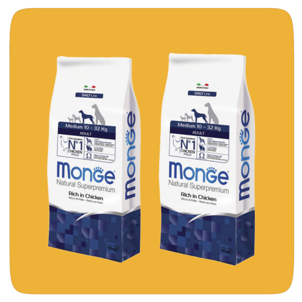 COMBO 2X MONGE MEDIUM ADULT POLLO 12Kg