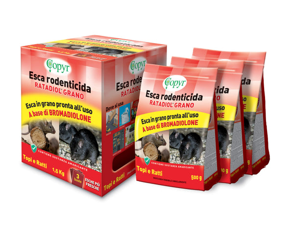 Esca Rodenticida Ratadiol Grano Kg.1,5 (3x500 G) 50 Ppm