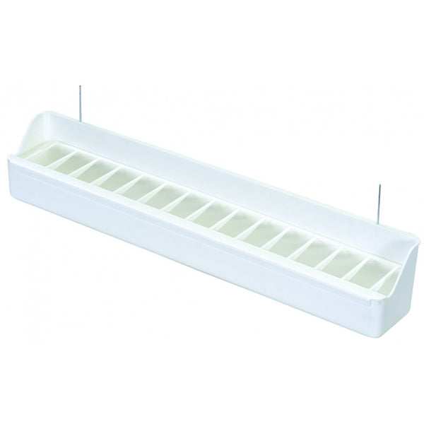 Mangiatoia per voliere bianca con ferri