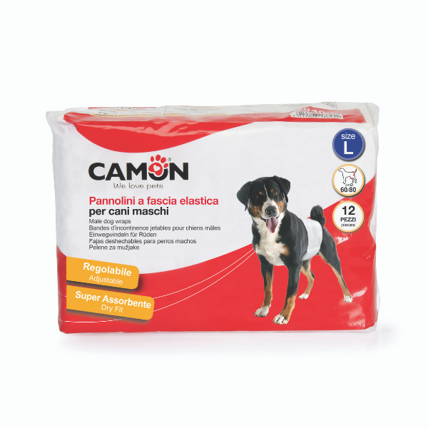 Camon Pannolini a fascia cani maschi 12 pezzi - Misura 3 60/80cm