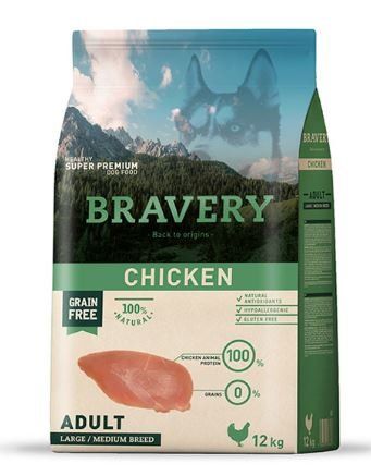 Bravery Dog Medium Large Adult Pollo Grain Free Monoprotein