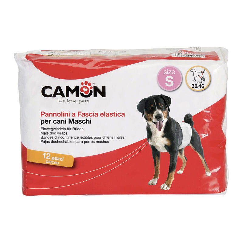 Camon Pannolini a fascia cani maschi 12 pezzi - Mis.1 ø 30/46 Cm