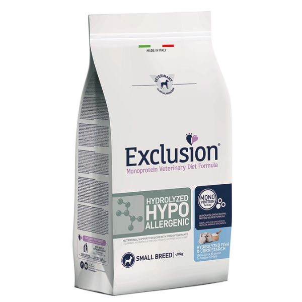 Exclusion Dog Hydrolyzed Hypoallergenic Small breed al Pesce