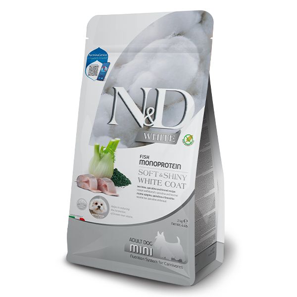 Farmina N&D White Grain Free Adult Mini Spigola, Spirulina e Finocchio