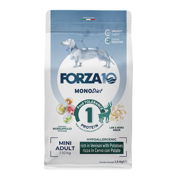 Forza10 MonoDiet Mini Adult Low Grain Hypoallergenic Cervo con patate 1.5kg