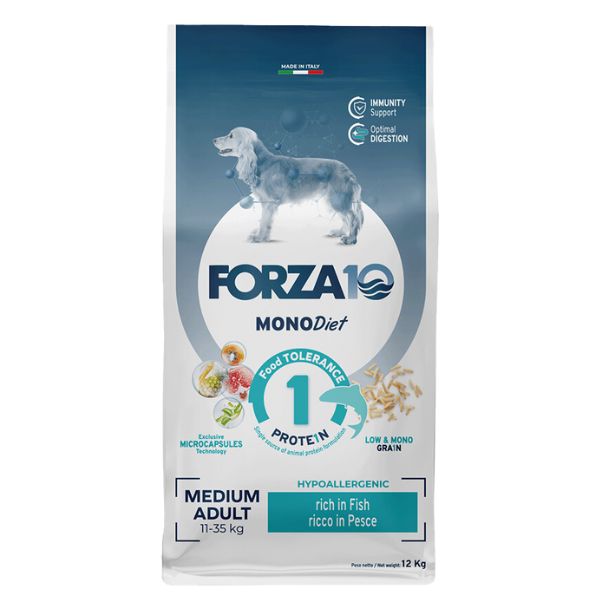 Forza10 MonoDiet Medium Adult Low Grain Hypoallergenic Pesce 12kg