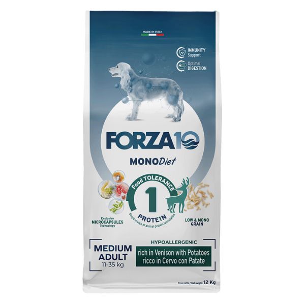 Forza10 MonoDiet Medium Adult Low Grain Hypoallergenic Cervo con patate 12Kg