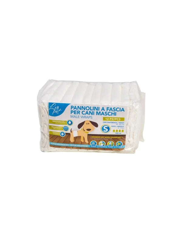 LEOPET PANNOLINI A FASCIA PER CANI MASCHI Taglia S 3/7Kg 12 Pezzi