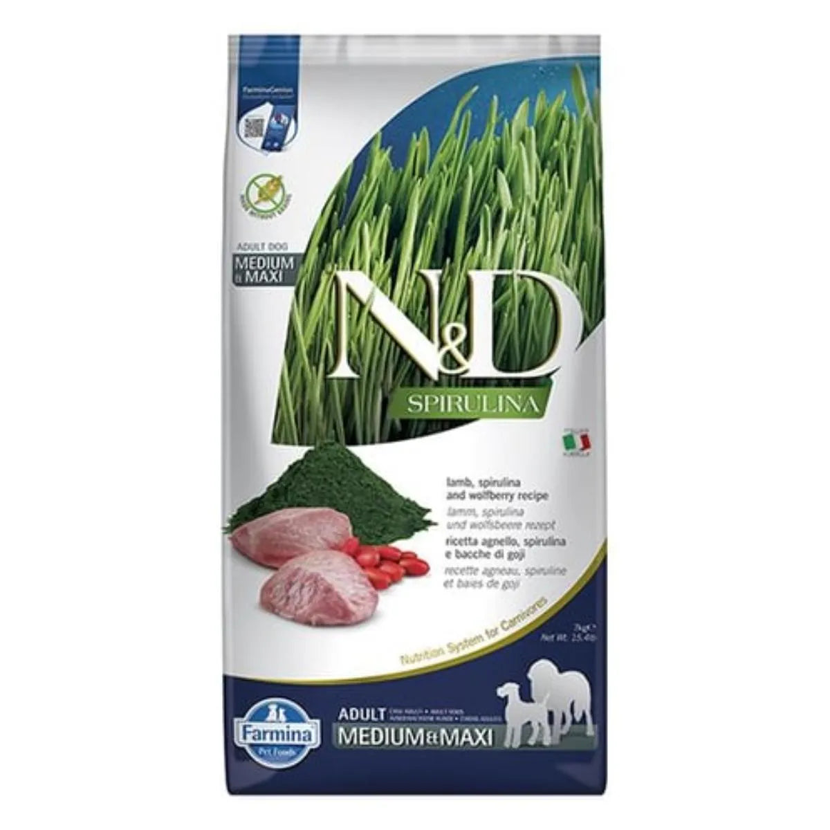 Farmina N&D Cane Spirulina Agnello e Bacche di Goji Adult Medium Maxi