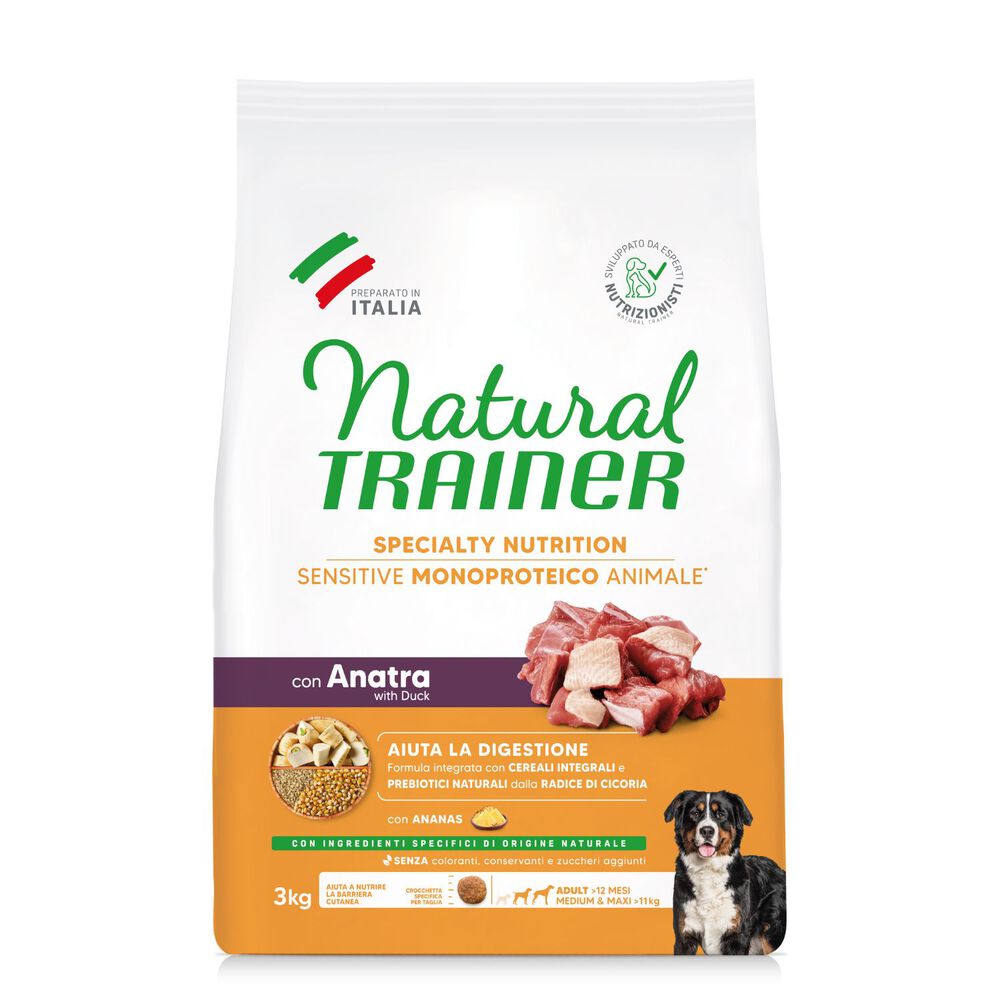 Natural Trainer Sensitive No Gluten Adult Medium e Maxi Monoproteico con Anatra