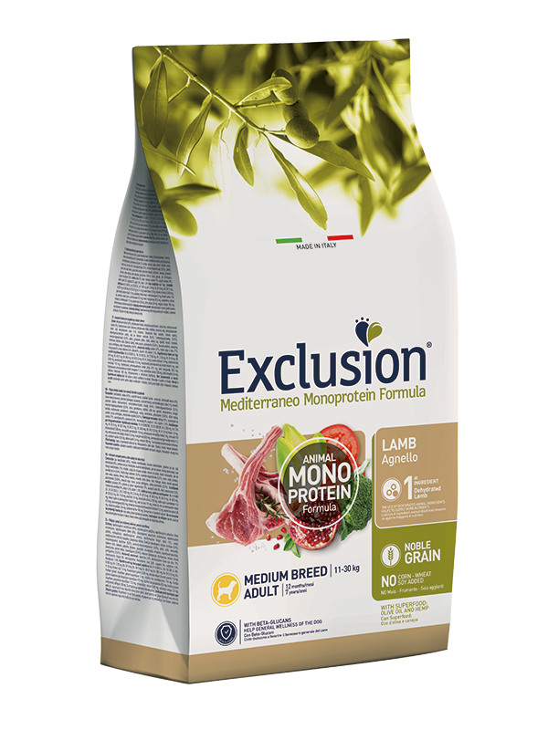 EXCLUSION MEDITERRANEO Monoproteic -Medium Adult | agnello 11-30kg