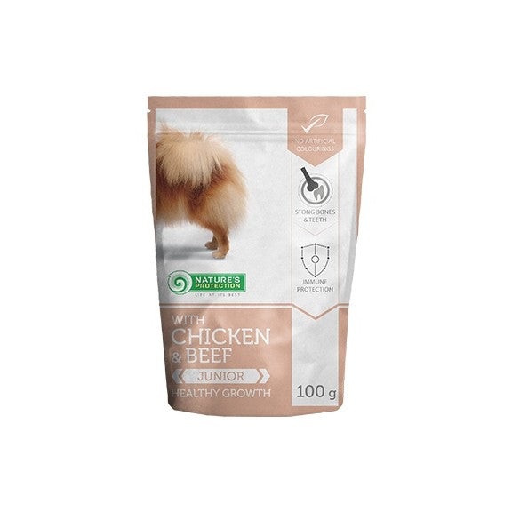 NATURE'S PROTECTION UMIDO CANE POUCH MINI JUNIOR DOG BEEF & CHICKEN 100gr