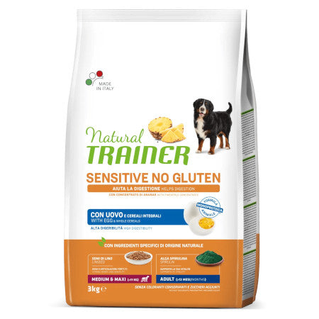 Natural Trainer Sensitive No Gluten Adult Medium/Maxi Uovo