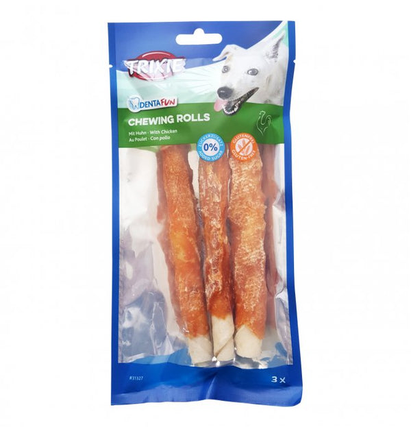 Trixie 3 Pezzi Snack Dentafun bastonicini di pollo 17 cm da 140 gr