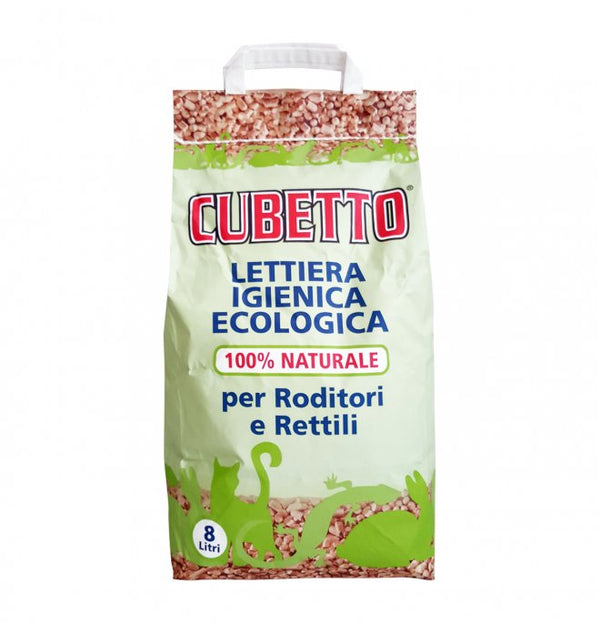 CUBETTO LETTIERA IGIENICA ECOLOGICA PER RODITORI E RETTILI  DA 8 LITRI (5KG)