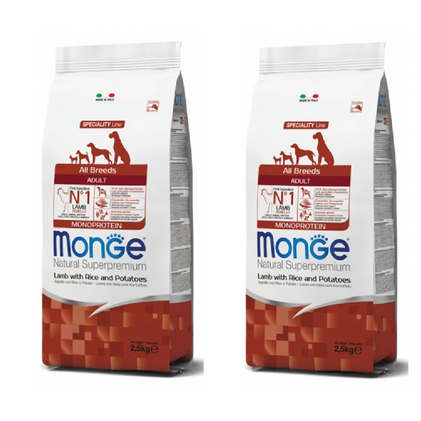 COMBO 2X MONGE NATURAL SUPERPREMIUM ADULT AGNELLO 12KG