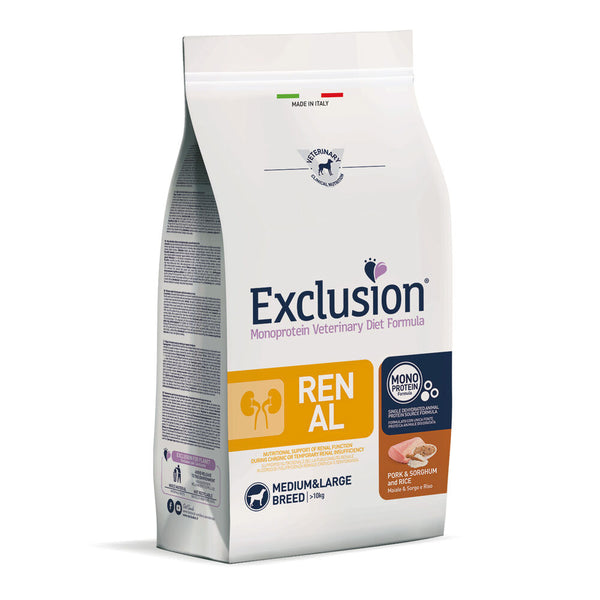 Exclusion Monoprotein Veterinary Diet Dog Renal Medium & Large Breed Maiale e sorgo