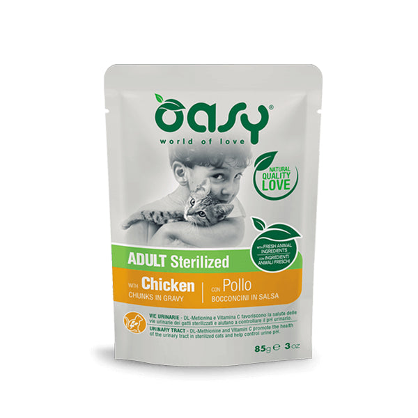 Oasy - Umido Gatto - BOCCONCINI IN SALSA • Adult Sterilized con Pollo