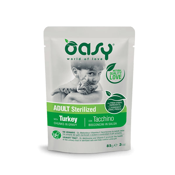 Oasy - Umido Gatto - BOCCONCINI IN SALSA • Adult Sterilized con Tacchino