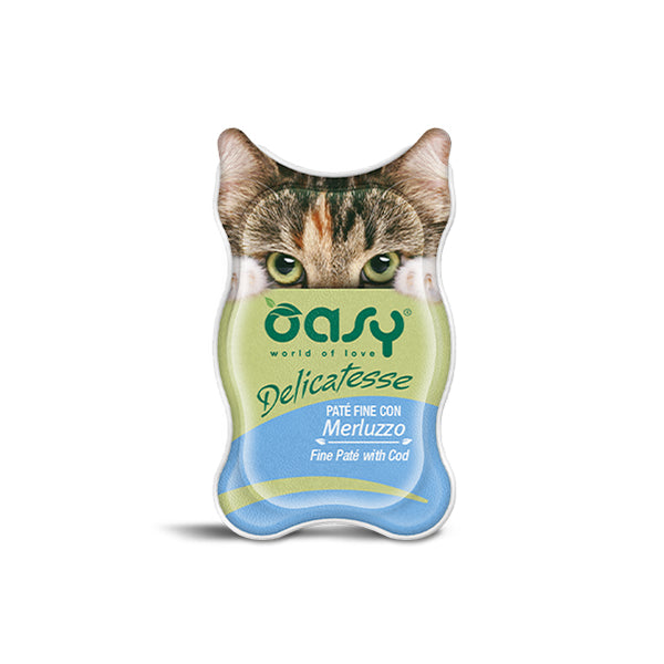 Oasy Delicatesse Busta 85G - Umido Gatto - Patè fine con Merluzzo