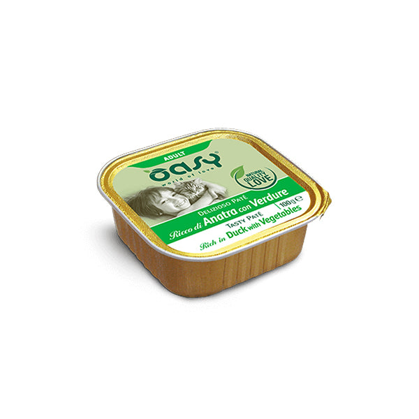 Oasy Umido Gatto DELIZIOSO PATÉ - 100gr - Adult Ricco di Anatra con verdure