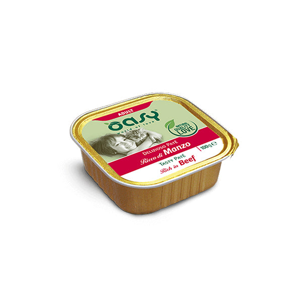 Oasy Umido Gatto DELIZIOSO PATÉ - 100gr - Adult Ricco di Manzo