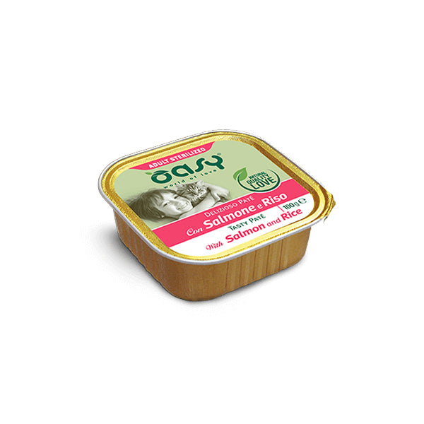 Oasy Umido Gatto DELIZIOSO PATÉ - 100gr - Adult Sterilized con Salmone e Riso