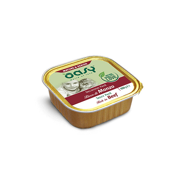 Oasy Umido Gatto DELIZIOSO PATÉ - 100gr - Mature & Senior Ricco di Manzo