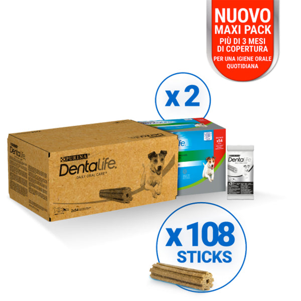 DENTALIFE Cane Snack per l'igiene orale Taglia Small 108 sticks