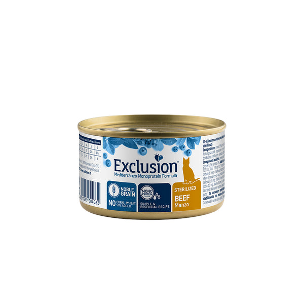 EXCLUSION MEDITERRANEO Monoproteic gatto sterilizzato al manzo ALL BREEDS