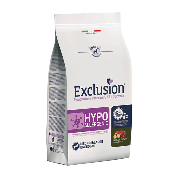 Exclusion monoprotein veterinary diet formula CANE hypoallergenic horse and potato medium/large 12 kg dry