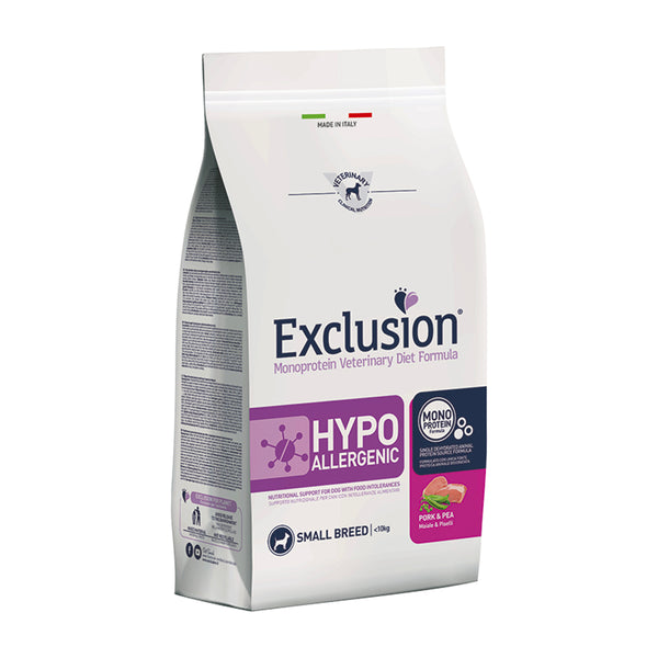 EXCLUSION MONOPROTEIN VET DIET CANE HYPOALLERGENIC maiale e piselli SMALL BREED