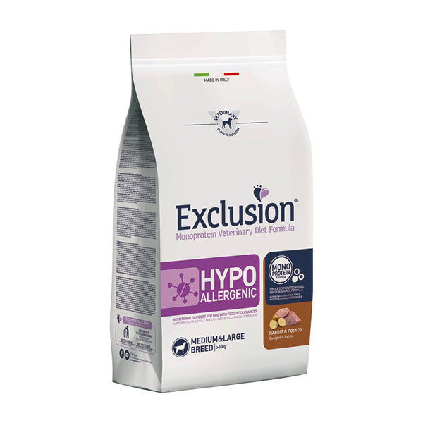 EXCLUSION MONOPROTEIN VET DIET CANE HYPOALLERGENIC coniglio e patate MEDIUM&LARGE BREED