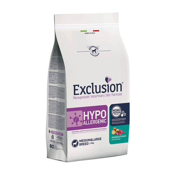 EXCLUSION MONOPROTEIN VET DIET CANE HYPOALLERGENIC cervo e patate MEDIUM&LARGE BREED