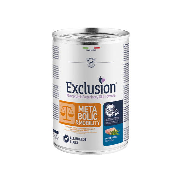 EXCLUSION MONOPROTEIN VET DIET METABOLIC & MOBILITY Umido maiale e fibreALL BREEDS 200/400gr