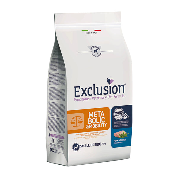 EXCLUSION MONOPROTEIN VET DIET METABOLIC & MOBILITY Maiale e fibre SMALL BREED adult