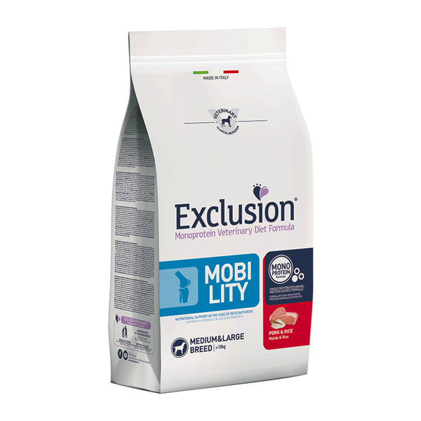 EXCLUSION MONOPROTEIN VET DIET MOBILITY MAIALE E RISO MEDIUM&LARGE BREED ADULT
