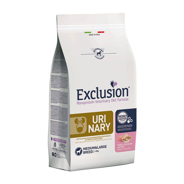EXCLUSION MONOPROTEIN VET DIET URINARY maiale sorgo e riso MEDIUM&LARGE BREED