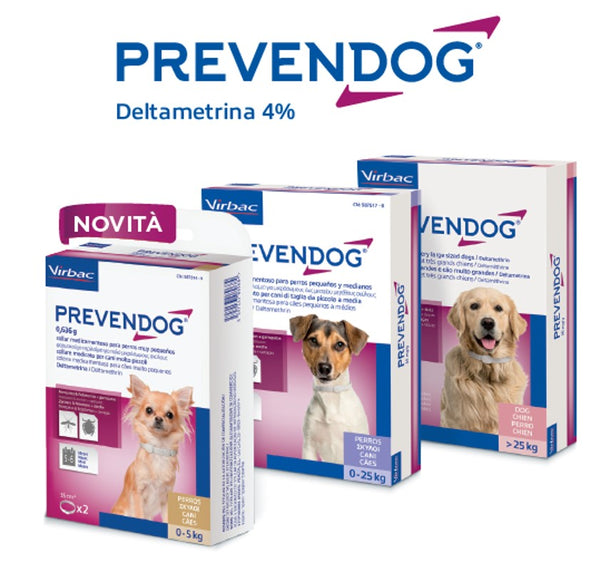 PREVENDOG - Collare anti zecche, zanzare e flebotomi - confezione da 2 - varie misure