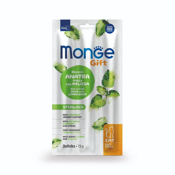 Monge Gift Snack Cat Gift Soft Sticks Sterilised Anatra con melissa
